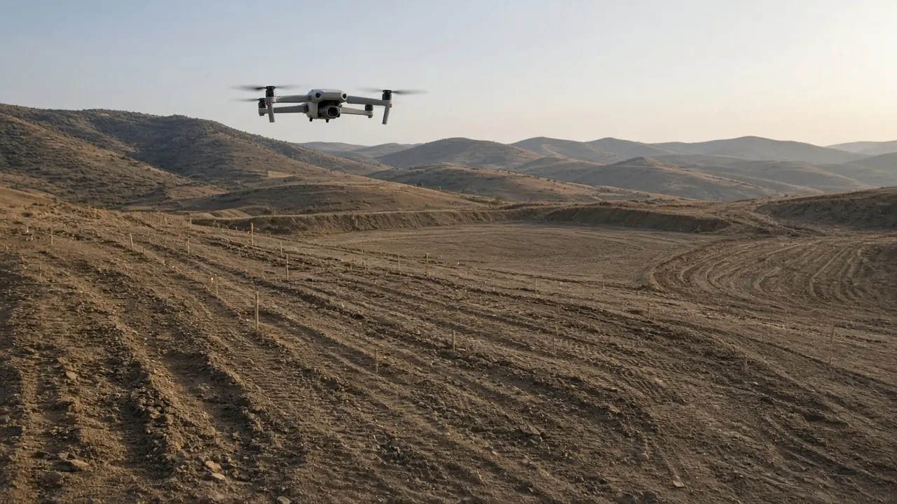 Temsili görsel: hafriyat sahası üzerinde haritalama drone'u